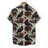 Chemise gothique pour homme pour Halloween, chemise boutonnée à imprimé corbeau et rose - Vert clair 5XL