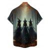 Chemise d'Halloween pour homme, chemise boutonnée à imprimé forêt de sorciers - Noir 5XL
