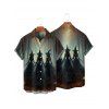 Chemise d'Halloween pour homme, chemise boutonnée à imprimé forêt de sorciers - Noir 5XL