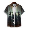 Chemise d'Halloween pour homme, chemise boutonnée à imprimé forêt de sorciers - Noir 5XL