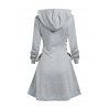 Robe à capuche gothique avec imprimé lettre Raven et lacets et cordons de serrage - Gris Clair XXL | US 14