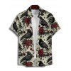 Halloween Gothic Couple Outfit Raven Rose Print Crossover Belt Dress and Shirt Set - Vert clair S | US 4