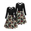 Halloween Gothic Couple Outfit Raven Rose Print Crossover Belt Dress and Shirt Set - Vert clair S | US 4