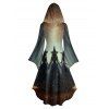 Halloween Couple Outfit Wizard Forest Print High Low Hoodie Dress and Shirt Set - Noir S | US 4