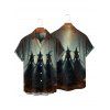 Halloween Couple Outfit Wizard Forest Print High Low Hoodie Dress and Shirt Set - Noir S | US 4