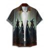 Halloween Couple Outfit Wizard Forest Print High Low Hoodie Dress and Shirt Set - Noir S | US 4
