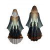 Halloween Couple Outfit Wizard Forest Print High Low Hoodie Dress and Shirt Set - Noir S | US 4