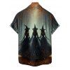 Halloween Couple Outfit Wizard Forest Print High Low Hoodie Dress and Shirt Set - Noir S | US 4
