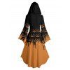 Halloween Couple Outfit Colorblock Pumpkin Print Hoodie Dress and Shirt Set - Orange S | US 4
