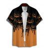 Halloween Couple Outfit Colorblock Pumpkin Print Hoodie Dress and Shirt Set - Orange S | US 4