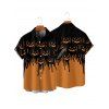 Halloween Couple Outfit Colorblock Pumpkin Print Hoodie Dress and Shirt Set - Orange S | US 4