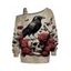 Sweat-shirt gothique à imprimé tête de mort, papillon, corbeau, sangle à boucle, col incliné - Bronze XXL | US 14
