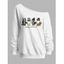 Sweat-shirt mignon d'Halloween, imprimé animal, fantôme, citrouille, lettre, col incliné - Blanc XXL | US 14