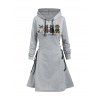 Robe à capuche mignonne d'Halloween, motif animal, fantôme, citrouille, imprimé lettres, robe à lacets - Gris Clair XXL | US 14