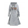 Robe à capuche d'Halloween à lacets avec imprimé animal, citrouille, fantôme et lettres - Gris Clair XXL | US 14