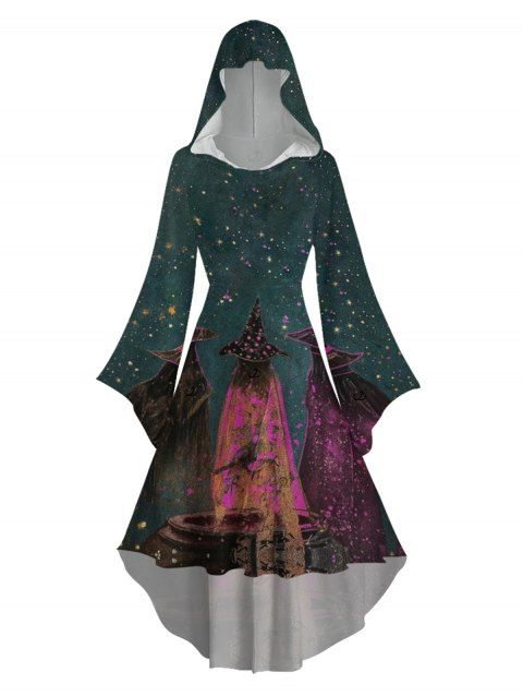 Robe à capuche d'Halloween à imprimé forêt de sorciers