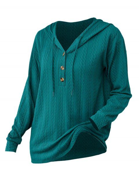 Sweat à capuche en tricot torsadé de couleur unie, pull à manches longues avec cordon de serrage