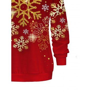 Christmas Sweatshirt Snowflake Print Buckle Strap Skew Neck Sweatshirt