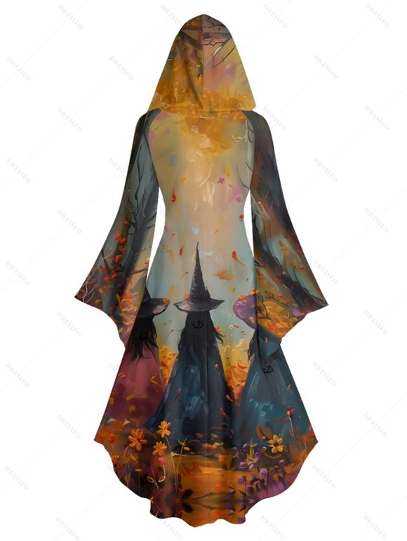 Robe à capuche d'Halloween à imprimé forêt de sorciers - Brun Légère XXL | US 14