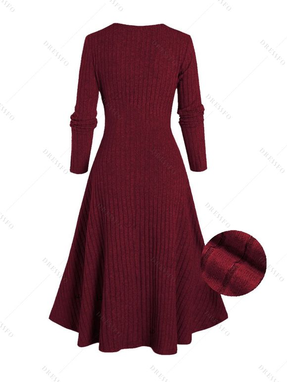 Ensemble robe à imprimé géométrique ethnique et haut long texturé ouvert sur le devant - Rouge foncé XXL | US 14