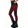 Leggings gothiques à imprimé 3D colorblock, taille haute élastique et skinny - Rouge Vineux S | US 4