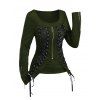 Haut gothique de couleur unie à lacets et fermeture éclair à col carré - Vert Armée XXL | US 14