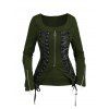 Haut gothique de couleur unie à lacets et fermeture éclair à col carré - Vert Armée XXL | US 14