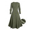 Ensemble robe à imprimé géométrique ethnique et haut long texturé ouvert sur le devant - Vert Armée XXL | US 14