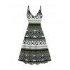 Ensemble robe à imprimé géométrique ethnique et haut long texturé ouvert sur le devant - Vert Armée XXL | US 14