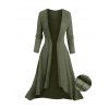 Ensemble robe à imprimé géométrique ethnique et haut long texturé ouvert sur le devant - Vert Armée XXL | US 14
