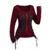 Haut gothique de couleur unie à lacets et fermeture éclair à col carré - Rouge Vineux XXL | US 14