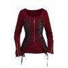 Haut gothique de couleur unie à lacets et fermeture éclair à col carré - Rouge Vineux XXL | US 14