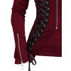 Haut gothique de couleur unie à lacets et fermeture éclair à col carré - Rouge Vineux XXL | US 14