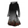 Robe à capuche gothique Robe à lacets à imprimé citrouille et chauve-souris pour la nuit d'Halloween - Noir XXXXXL | US 20