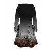 Robe à capuche gothique Robe à lacets à imprimé citrouille et chauve-souris pour la nuit d'Halloween - Noir XXXXXL | US 20