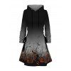 Robe à capuche gothique Robe à lacets à imprimé citrouille et chauve-souris pour la nuit d'Halloween - Noir XXXXXL | US 20