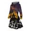 Robe à capuche gothique à lacets avec imprimé tête de mort, fantôme et croix pour Halloween - Noir XXXXXL | US 20