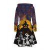 Robe à capuche gothique à lacets avec imprimé tête de mort, fantôme et croix pour Halloween - Noir XXXXXL | US 20