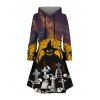 Robe à capuche gothique à lacets avec imprimé tête de mort, fantôme et croix pour Halloween - Noir XXXXXL | US 20