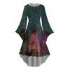 Robe à capuche d'Halloween à imprimé forêt de sorciers - Paon Bleu XXL | US 14