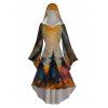 Halloween Couple Outfit Wizard Forest Print High Low Hoodie Dress and Shirt Set - Brun Légère S | US 4