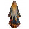 Halloween Couple Outfit Wizard Forest Print High Low Hoodie Dress and Shirt Set - Brun Légère S | US 4