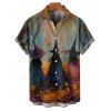 Halloween Couple Outfit Wizard Forest Print High Low Hoodie Dress and Shirt Set - Brun Légère S | US 4