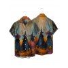 Halloween Couple Outfit Wizard Forest Print High Low Hoodie Dress and Shirt Set - Brun Légère S | US 4
