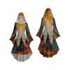 Halloween Couple Outfit Wizard Forest Print High Low Hoodie Dress and Shirt Set - Brun Légère S | US 4