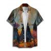 Halloween Couple Outfit Wizard Forest Print High Low Hoodie Dress and Shirt Set - Brun Légère S | US 4