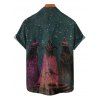 Halloween Couple Outfit Wizard Forest Print High Low Hoodie Dress and Shirt Set - Paon Bleu S | US 4