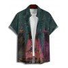 Halloween Couple Outfit Wizard Forest Print High Low Hoodie Dress and Shirt Set - Paon Bleu S | US 4