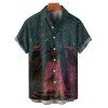 Halloween Couple Outfit Wizard Forest Print High Low Hoodie Dress and Shirt Set - Paon Bleu S | US 4