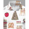 Chemise de vacances pour homme, imprimé éléments de Noël, manches longues, boutonnée - Blanc XXXXXL | US 20